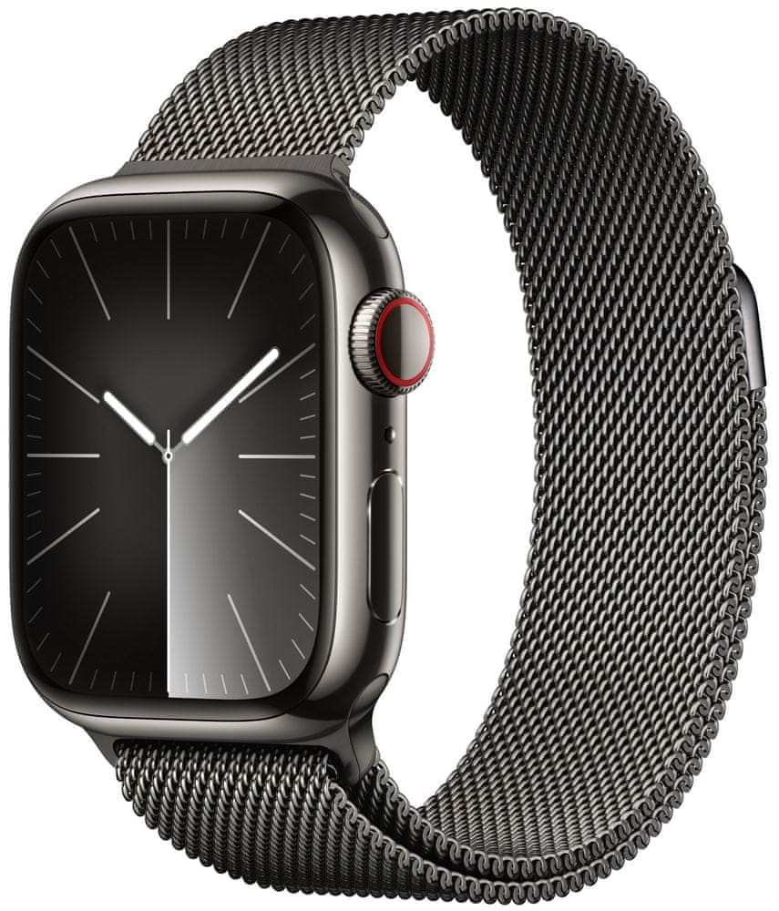 Apple Watch Series 9, Cellular, 41 mm, Graphite Stainless Steel, Graphite Milanese Loop (MRJA3QC/A)